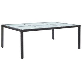Mesa de comedor de jardín negro 200x150x74 cm ratán sintético en Mesas de jardín | Comprar online en Foru.es