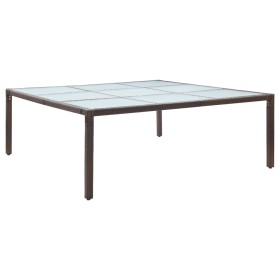 Mesa de comedor de jardín ratán sintético marrón 200x200x74 cm en Mesas de jardín | Comprar online en Foru.es