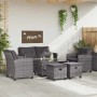 Muebles de jardín 6 pzas y cojines ratán sintético gris oscuro en Sofás de exterior | Comprar online en Foru.es