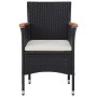 Set comedor jardín 5 pzas ratán sintético y madera acacia negro en Conjuntos de jardín | Comprar online en Foru.es
