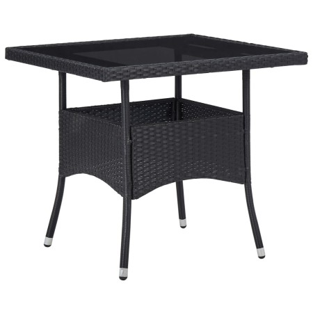 Mesa de comedor para jardín ratán sintético y vidrio negro en Mesas de jardín | Comprar online en Foru.es