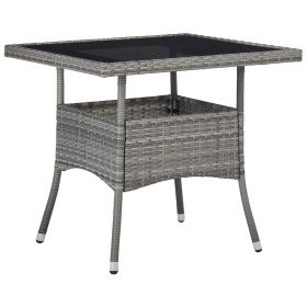 Mesa de comedor para jardín ratán sintético y vidrio gris en Mesas de jardín | Comprar online en Foru.es