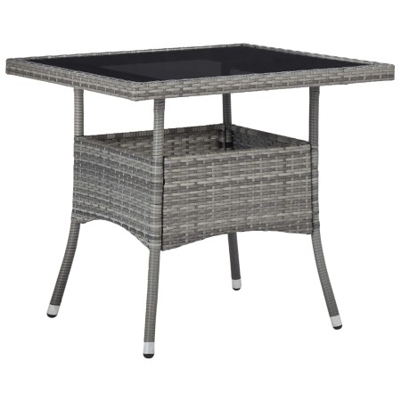 Mesa de comedor para jardín ratán sintético y vidrio gris en Mesas de jardín | Comprar online en Foru.es