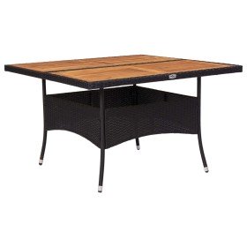 Mesa de comedor de jardín ratán sintético madera acacia negra en Mesas de jardín | Comprar online en Foru.es
