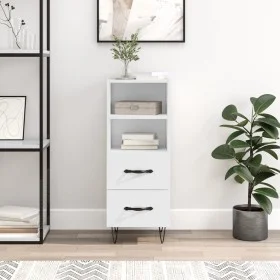 Aparador de madera contrachapada blanco brillante 34,5x34x90 cm de vidaXL, Aparadores - Ref: Foro24-828662, Precio: 49,44 €, ...