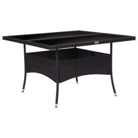 Mesa de comedor de jardín ratán sintético y vidrio negro en Mesas de jardín | Comprar online en Foru.es