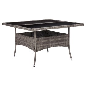 Mesa de comedor de jardín ratán sintético y vidrio gris en Mesas de jardín | Comprar online en Foru.es
