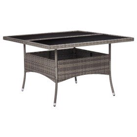 Mesa de comedor de jardín ratán sintético y vidrio gris en Mesas de jardín | Comprar online en Foru.es