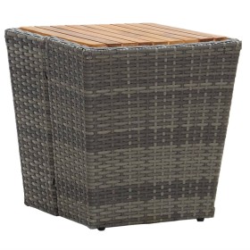 Mesa de centro ratán PE y madera de acacia gris 41,5x41,5x43 cm en Mesas de jardín | Comprar online en Foru.es