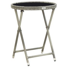 Mesa de centro ratán sintético y vidrio templado gris 60 cm en Mesas de jardín | Comprar online en Foru.es
