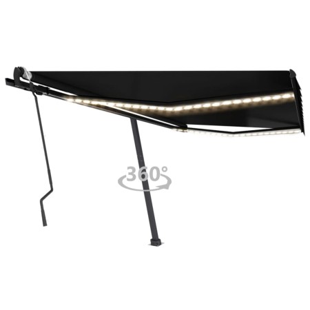 Toldo retráctil manual con LED gris antracita 400x300 cm en Toldos | Comprar online en Foru.es