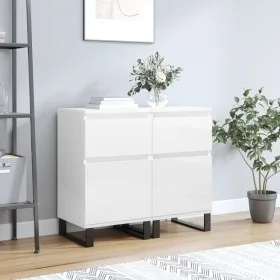 Aparadores 2 uds madera de ingeniería blanco brillo 40x35x70 cm de vidaXL, Aparadores - Ref: Foro24-831169, Precio: 77,92 €, ...