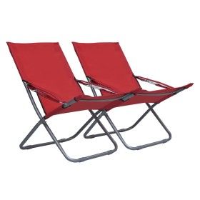 Sillas de playa plegables 2 unidades tela rojo de vidaXL, Sillas de jardín - Ref: Foro24-47904, Precio: 112,54 €, Descuento: %