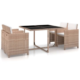 Set de comedor de jardín 5 pzas y cojines ratán sintético beige en Conjuntos de jardín | Comprar online en Foru.es
