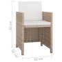 Set de comedor de jardín 5 pzas y cojines ratán sintético beige en Conjuntos de jardín | Comprar online en Foru.es