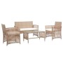 Set muebles de jardín 4 piezas y cojines ratán sintético beige en Conjuntos de jardín | Comprar online en Foru.es