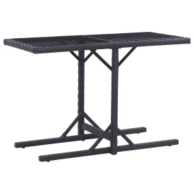 Mesa de jardín de vidrio y ratán sintético negro 110x53x72 cm en Mesas de jardín | Comprar online en Foru.es
