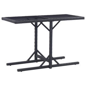 Mesa de jardín de vidrio y ratán sintético negro 110x53x72 cm en Mesas de jardín | Comprar online en Foru.es