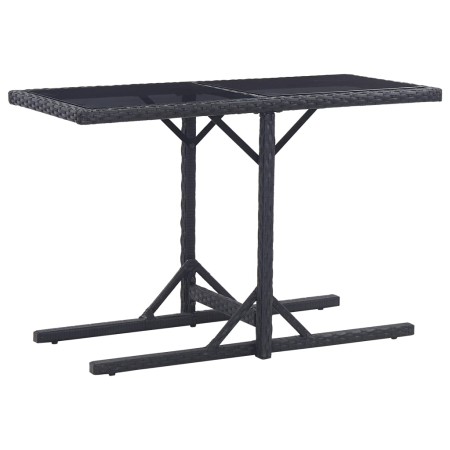 Mesa de jardín de vidrio y ratán sintético negro 110x53x72 cm en Mesas de jardín | Comprar online en Foru.es