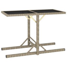 Mesa de jardín de vidrio y ratán sintético beige 110x53x72 cm en Mesas de jardín | Comprar online en Foru.es