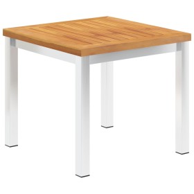 Mesa auxiliar jardín madera acacia acero inoxidable 45x45x38cm en Mesas de jardín | Comprar online en Foru.es