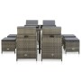 Set de comedor de jardín 9 pzas y cojines ratán sintético gris en Conjuntos de jardín | Comprar online en Foru.es