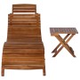 Tumbona con mesa madera maciza de acacia marrón en Tumbonas | Comprar online en Foru.es