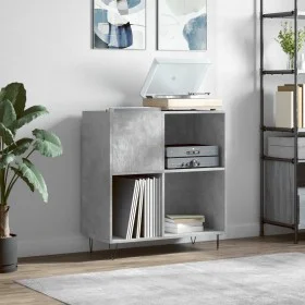 Mueble discos madera contrachapada gris hormigón 84,5x38x89 cm de vidaXL, Almacenamiento para CD y DVD - Ref: Foro24-831776, ...
