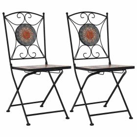 Sillas bistró de mosaico 2 unidades naranja/gris en Sillas de jardín | Comprar online en Foru.es