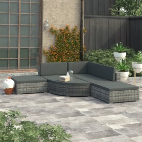 Set de muebles de jardín 6 pzas y cojines ratán sintético gris en Conjuntos de jardín | Comprar online en Foru.es