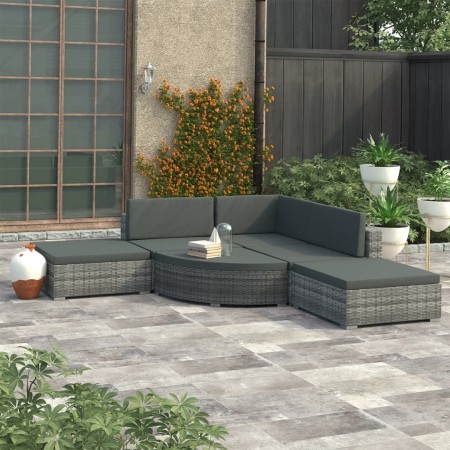 Set de muebles de jardín 6 pzas y cojines ratán sintético gris en Conjuntos de jardín | Comprar online en Foru.es