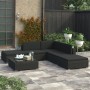 Set muebles de jardín 6 piezas y cojines ratán sintético negro en Conjuntos de jardín | Comprar online en Foru.es