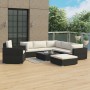 Set muebles de jardín 8 piezas y cojines ratán sintético negro en Conjuntos de jardín | Comprar online en Foru.es