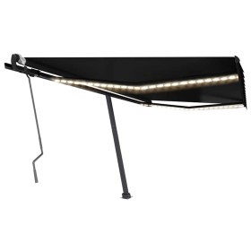 Toldo retráctil manual con luz LED gris antracita 450x300 cm en Toldos | Comprar online en Foru.es