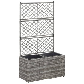 Enrejado y arriate 2 macetas ratán sintético gris 58x30x107 cm en Macetas y jardineras | Comprar online en Foru.es
