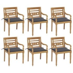 Sillas Batavia 6 unidades madera maciza de teca con cojines de vidaXL, Sillas de jardín - Ref: Foro24-3073322, Precio: 752,31...
