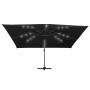 Sombrilla voladiza luces LED y poste aluminio negra 400x300 cm en Sombrillas | Comprar online en Foru.es