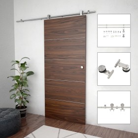 Kit de herrajes para puerta corredera 183 cm acero plateado en Materiales de construcción | Comprar online en Foru.es