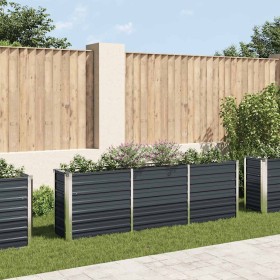Arriate de jardín de acero galvanizado antracita 240x40x77 cm en Macetas y jardineras | Comprar online en Foru.es