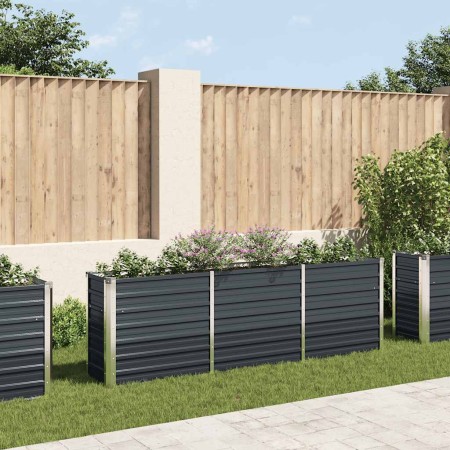 Arriate de jardín de acero galvanizado antracita 240x40x77 cm en Macetas y jardineras | Comprar online en Foru.es