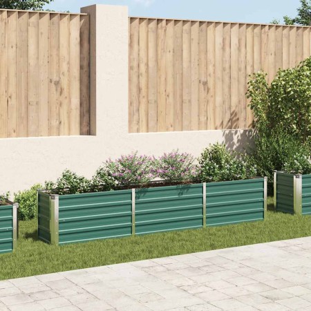 Arriate de jardín de acero galvanizado verde 240x40x45 cm en Macetas y jardineras | Comprar online en Foru.es