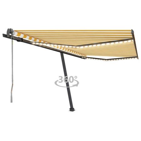 Toldo automático LED sensor de viento amarillo blanco 450x300cm en Toldos | Comprar online en Foru.es