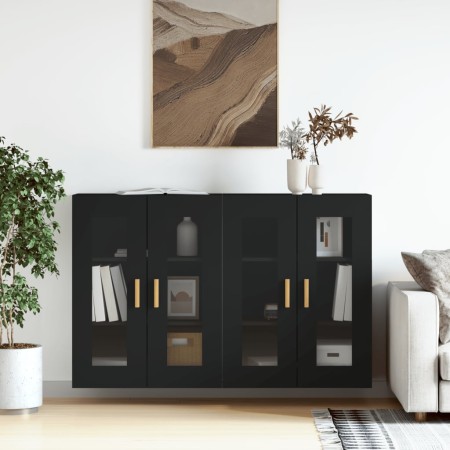 Armarios de pared 2 uds madera de ingeniería negro de vidaXL, Aparadores - Ref: Foro24-3197898, Precio: 146,10 €, Descuento: %