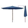 Sombrilla de jardín con palo de madera azul 350 cm en Sombrillas | Comprar online en Foru.es