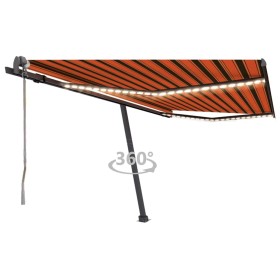 Toldo automático LED sensor de viento naranja marrón 450x300 cm en Toldos | Comprar online en Foru.es