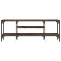 Mueble TV madera ingeniería y hierro roble ahumado 121x35x45 cm de vidaXL, Muebles TV - Ref: Foro24-831805, Precio: 60,39 €, ...