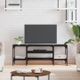 Mueble de TV hierro y madera contrachapada negro 121x35x45 cm de vidaXL, Muebles TV - Ref: Foro24-831803, Precio: 61,92 €, De...