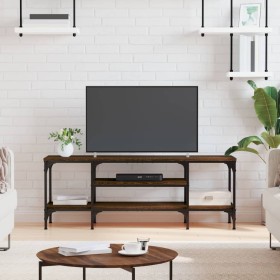Mueble TV madera ingeniería y hierro marrón roble 121x35x45 cm de vidaXL, Muebles TV - Ref: Foro24-831807, Precio: 62,09 €, D...