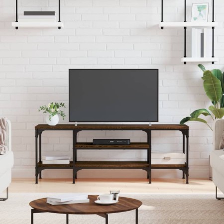 Mueble TV madera ingeniería y hierro marrón roble 121x35x45 cm de vidaXL, Muebles TV - Ref: Foro24-831807, Precio: 62,09 €, D...