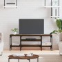 Mueble TV madera ingeniería y hierro marrón roble 121x35x45 cm de vidaXL, Muebles TV - Ref: Foro24-831807, Precio: 62,09 €, D...